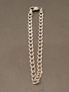 925 Sterling Silver Flat Curb Link Bracelet Italy Made 7" - Picture 1 of 5