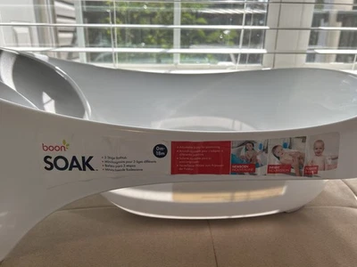 Bañera para bebé Boon Soak 3 etapas - 3 posiciones de soporte blanco/gris Exc. estado  Foto 1 de 4