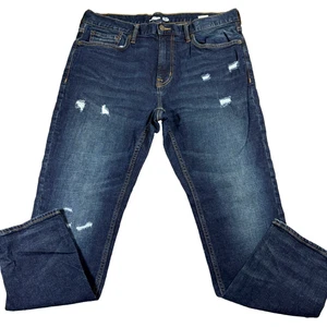 Pantalones de mezclilla ajustados relajados Old Navy para hombre 36x30 lavado oscuro desgastados flexión incorporada - Imagen 1 de 8