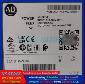 AB 25A-D1P4N104 Ser B PowerFlex 523 AC Drive 0.4kW 0.5HP Sealed Pack - Picture 1 of 1