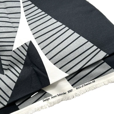 Ikea Anna Solander 2007 Remanente Negrita Hoja Gráfica Negro Blanco Gris 72"L x 58"W Foto 1 de 4