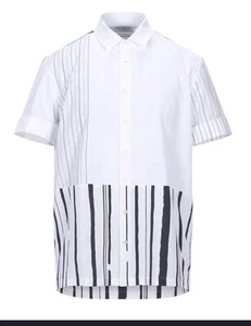 Neil BARRETT Mens Sz S/SShort Sleeve Button Up Pencil Striped Shirt Black/White - Picture 1 of 21