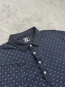 Footjoy Polo Shirt Blue All Over Print Golf Performance Athletic Fit Men’s 2XL - Picture 1 of 5