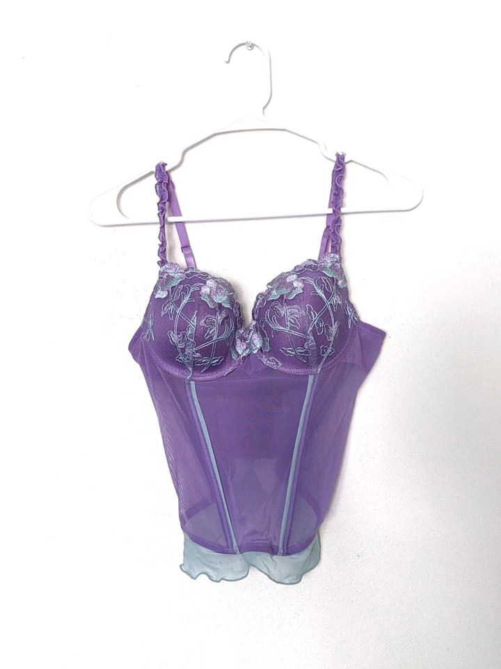 Corsé Floral Vintage Con Volantes Encaje Coqueta Talla 34B Foto 1 de 3