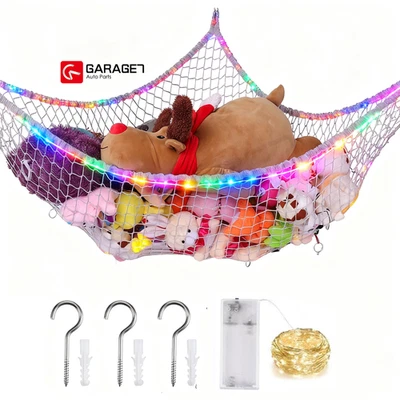 Stuffed Animal Hammock Gray Large Mesh Toy Hammock Net Wall Corner Hanging Net - Image 1 of 4