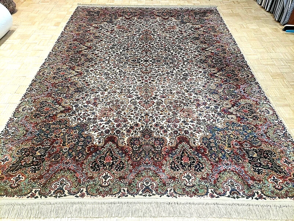 10x14 KARASTAN 742 IVORY FLORAL KIRMAN - 100% WOOL RUG EXCELLENT CONDITION! - Image 1 of 4