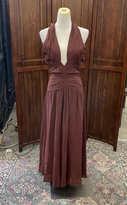 Vestido de Noche Reformation Caoba Chifón Halter - Talla 2 Nuevo con Etiquetas Foto 1 de 4