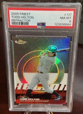 2005 FINEST REFRACTOR #137 TODD HELTON ROCKIES HOF #/399 POP 2 PSA 8 - Image 1 of 2