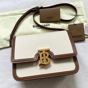 Excellent Condition BURBERRY Shoulder Bag Ivory Brown TB - Picture 1 of 12