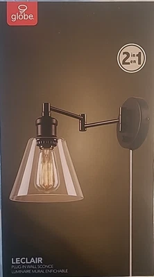 GLOBE Electric 65311 1-Light Plug-in or Hardwire Sconce, Dark Bronze - Image 1 of 4