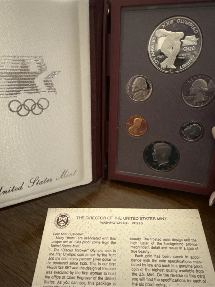 US Mint 1983 Prestige Set, LA Olympics 90% Silver Dollar, OGP & COA -Toning 💕 - Image 1 of 4