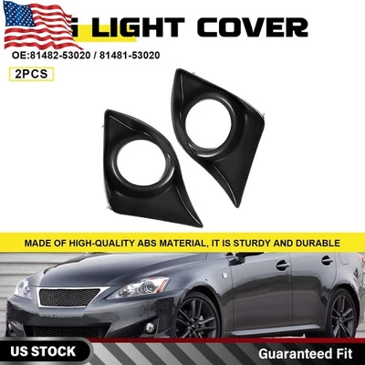 2X Front Fog Light Lamp Covers For 2011-2013 Lexus IS250 IS350 Left+Right Black Foto 1 de 4
