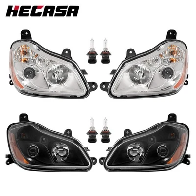 Chrome/Black Left & Right Side Projector Headlights For Kenworth T680 2013-2021 - Image 1 of 4