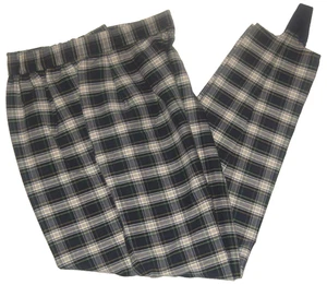 VtG 90s High-Waist COUNTERPARTS Stretch Preppy Green/Blue Plaid Stirrup Pants 10 - Bild 1 von 8