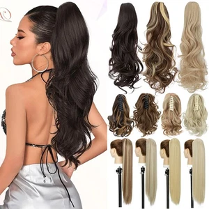 Thick Hair Ponytail Clip In As Human Claw On Pony Tail 12-26" Hair Extensions - Picture 1 of 88