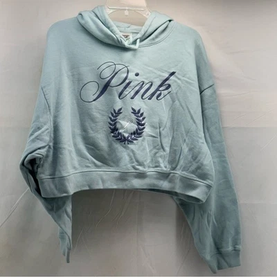 VS PINK Light Blue women’s XXL Cropped Hoodie - Image 1 of 4