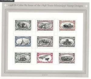United States 1998 - Bi-Color Trans Mississippi Sheet of 9 Stamps Scott 3209 [69 - Picture 1 of 1