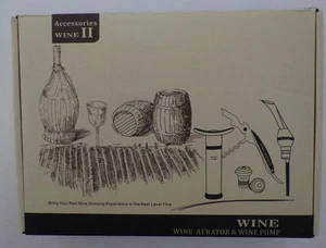 Wine Accessories Set Kit - Wine  Vacuum Pump 4 Stoppers Opener Aerator Gift New - Bild 1 von 6