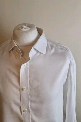 Camicia Charles Tyrwhitt bianca twill 19" - 37" vestibilità regolare polsino con bottoni non ferro - Immagine 1 di 4