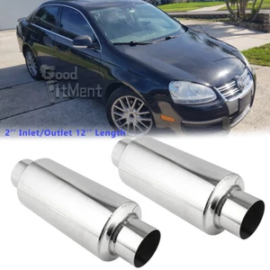 For VW JETTA 2.5L Pair 2.5" In/Outlet Exhaust Resonator Muffler Stainless Steel - Picture 1 of 15