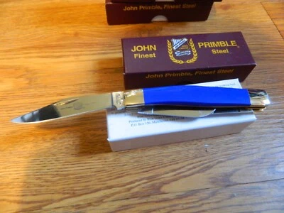 JOHN PRIMBLE POCKET KNIVES 4" STOCKMAN DARK BLUE RESIN HANDLE STAINLESS BLADES - Image 1 of 4