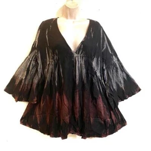 Sacred Threads Hippie Boho Festival Tie Dye Bell Sleeve V Neck Top 221884 S/M - Picture 1 of 3