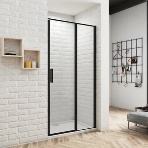 185cm Nano+ESG Glas Schwingtür Eckeinstieg schwarze Duschabtrennung Duschkabine - Bild 1 von 13