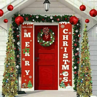 Weihnachtsbanner Weihnachten Banner Garten Außen Weihnachtsdeko Wetterfest - Bild 1 von 4