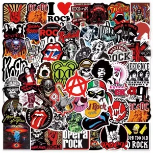 Set adesivi sticker 106 pezzi stickerbomb rock band punk heavy metal musica - Foto 1 di 3