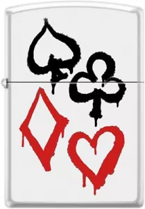 Graffiti-Kartenanzüge - weiß matt Zippo-Feuerzeug - Bild 1 von 3
