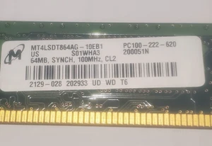 MICRON MEMORY 64MB SDRAM PC100 MT4LSDT864AG-10EB1 SEE PICTURE - Picture 1 of 4