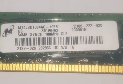 MICRON MEMORY 64MB SDRAM PC100   MT4LSDT864AG-10EB1 SEE PICTURE - Image 1 of 4