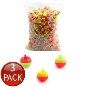 3 x Plastic Flip Top Two Tone Spinning Gyro Kids Gift Novelty Toys Assorted 33mm - Picture 1 of 12
