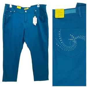 Pantalón Dkin Jean Mujer 24W Azul Tobillo Ajustado Bordado Estrás Trabajo Playa - Imagen 1 de 13