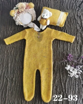 Recién Nacido Estudio Fotografía Prop Bebé Mameluco Mono Almohada Oso Muñeca Sombrero Conjunto Foto 1 de 4