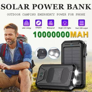 NEW Super 10000000mAh Solar Power Bank Portable Charger For Cell Phone Dual USB - Picture 1 of 12