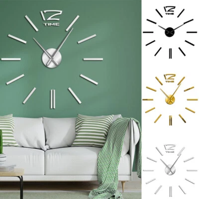 3D decor clock watch modern design mirror wall large DIY clock wall Home sticker - Image 1 of 4