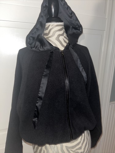 UNDERCOVER victoria secret pile nero accogliente grande zip felpa con cappuccio giacca cropped nero