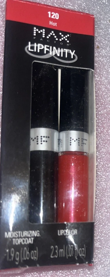 Max Factor Lipfinity Lipcolor And Top Coat - 120 Hot . NEW - Image 1 of 1