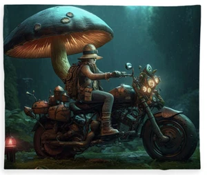 Soft Fleece Throw Blanket Design Print "Under the Mushroom: Twilight Rides" - Picture 1 of 6