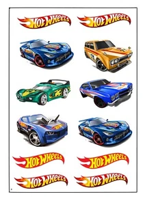 1x Hot Wheels Temporary TATTOO Sheet. Lolly Loot Bag Party Supplies Cake Flags - Picture 1 of 1