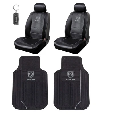 New 5pc Classic Ram Horn Logo Car Truck Front Floor Mats Seat Covers Keychain Foto 1 de 4