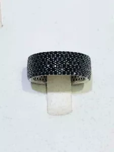 3 Ct Round Simulated Black Diamond Eternity Wedding Band 14k White Gold Plated - Picture 1 of 3