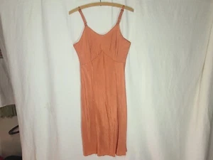 Vtg 40s Bias Cut Full Slip Burnt Orange Tan Acetate Taffeta Nylon S M Pinup Rare - Picture 1 of 18