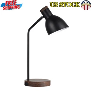 18 In Round Metal Desk Lamp Office Built-In AC Outlet Base Mid-Century Modern - Picture 1 of 7