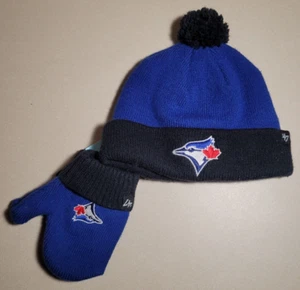 Toronto Blue Jays 47 MLB Baseball Knit Toque Beanie Hat Mitts Mittens Set Blue - Imagen 1 de 8