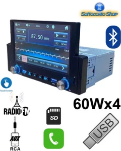AUTORADIO BLUETOOTH 1DIN DISPLAY GRANDE STEREO AUTO 240W LUCI LED AUX MP3 SD USB - Foto 1 di 3