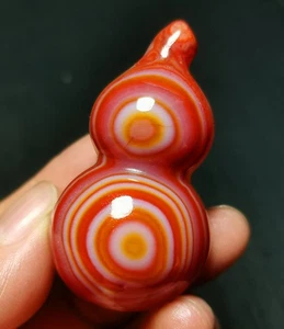 RARO 45,3 g Natural Gobi Ágata Ojos Rojo Ágata Cristal Tallado a Mano Calabaza R1889 - Imagen 1 de 19