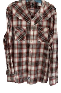 Ely 1878 Men's Western Pearl Snap Plaid Button LS Shirt Size 2XL Skull Cowboy - Picture 1 of 7