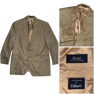 Ralph Lauren Blazer Sports Coat Jacket Silk Wool Men’s 40R Houndstooth - Picture 1 of 10